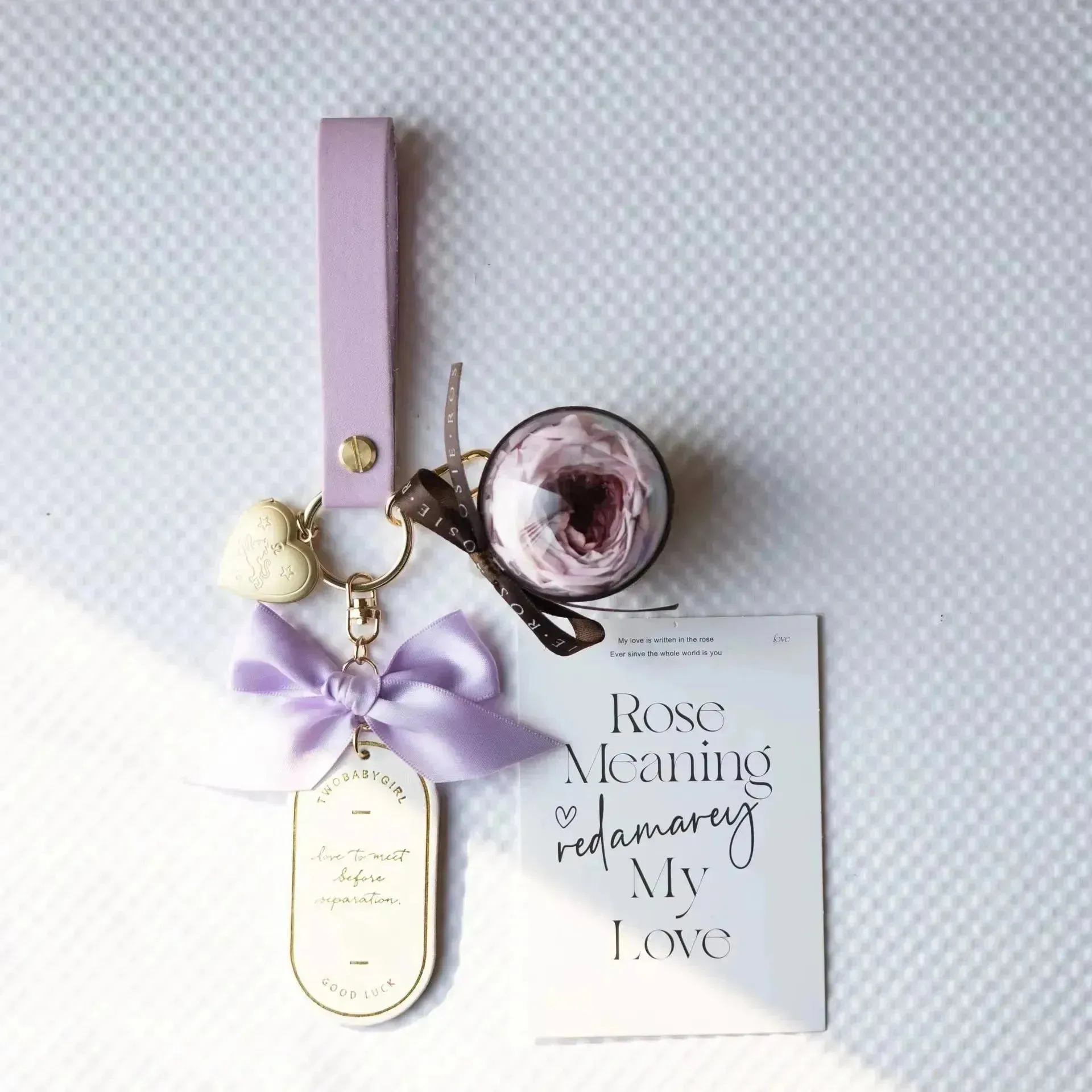 Preserved Rose Love Tag Keychain