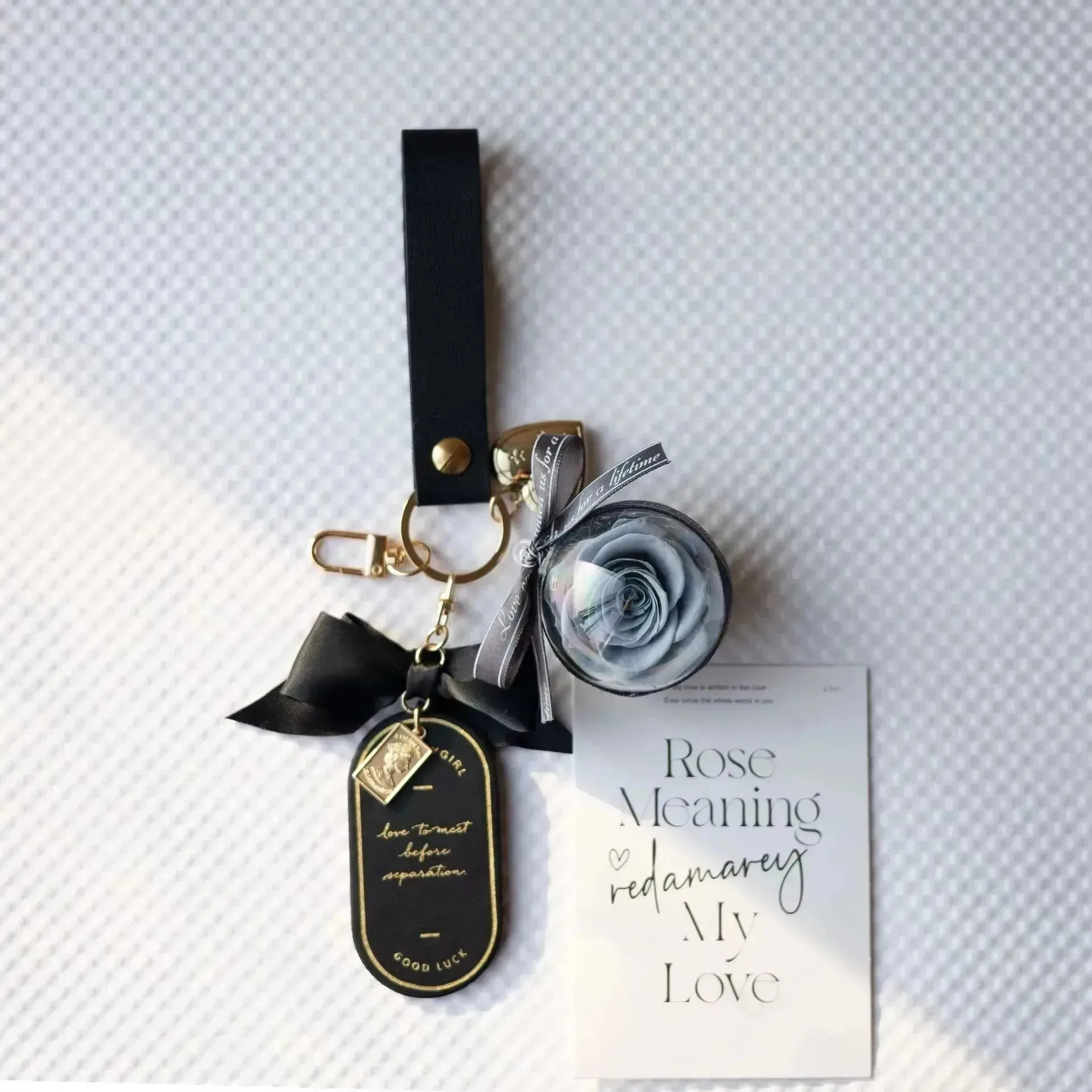 Preserved Rose Love Tag Keychain