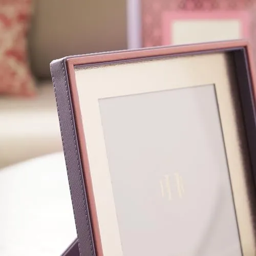 PURE HOME   LIVING Purple and Pink Dual Toned Faux Leather Photo Frame