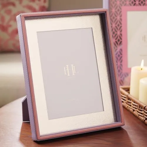 PURE HOME   LIVING Purple and Pink Dual Toned Faux Leather Photo Frame