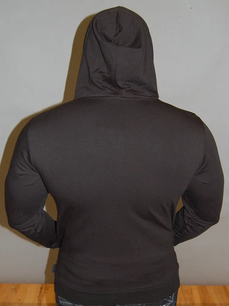 R&R MENS STYLISH FAUX LEATHER HOODIE SWEATER - BLACK
