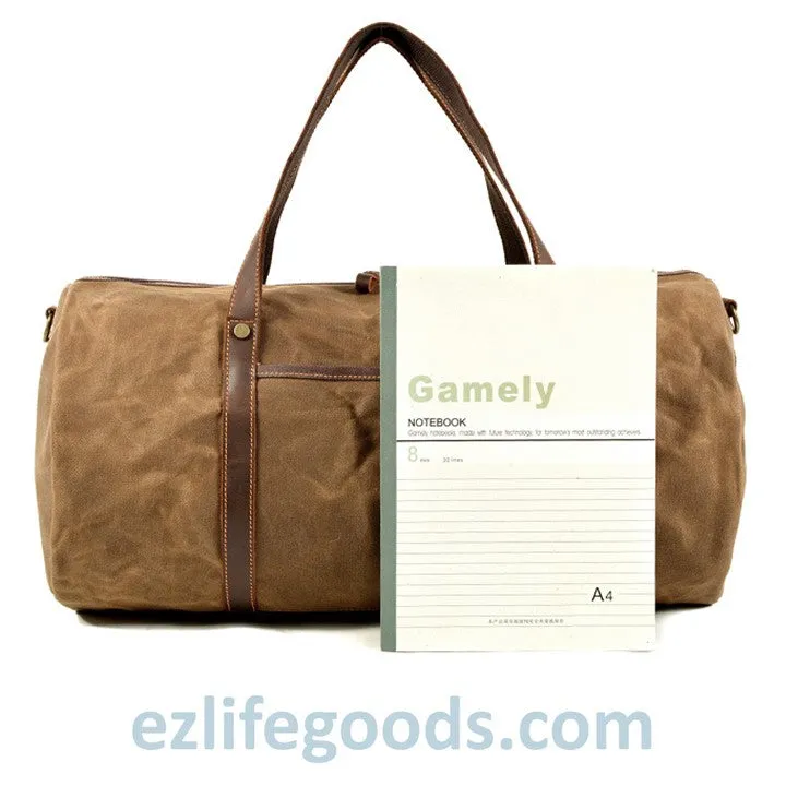 Retro Canvas Trimmed with Cowhide Duffle Weekender Bag | 54 cm Large Capacity Gym Bag