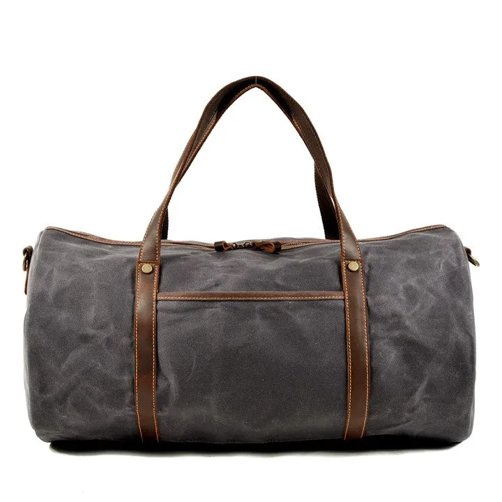Retro Canvas Trimmed with Cowhide Duffle Weekender Bag | 54 cm Large Capacity Gym Bag