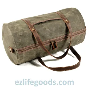 Retro Canvas Trimmed with Cowhide Duffle Weekender Bag | 54 cm Large Capacity Gym Bag