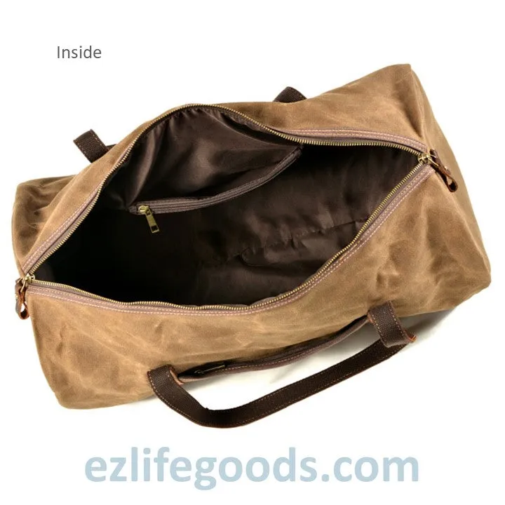 Retro Canvas Trimmed with Cowhide Duffle Weekender Bag | 54 cm Large Capacity Gym Bag