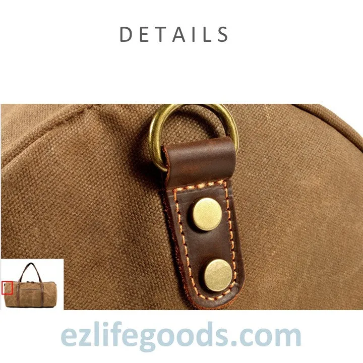 Retro Canvas Trimmed with Cowhide Duffle Weekender Bag | 54 cm Large Capacity Gym Bag
