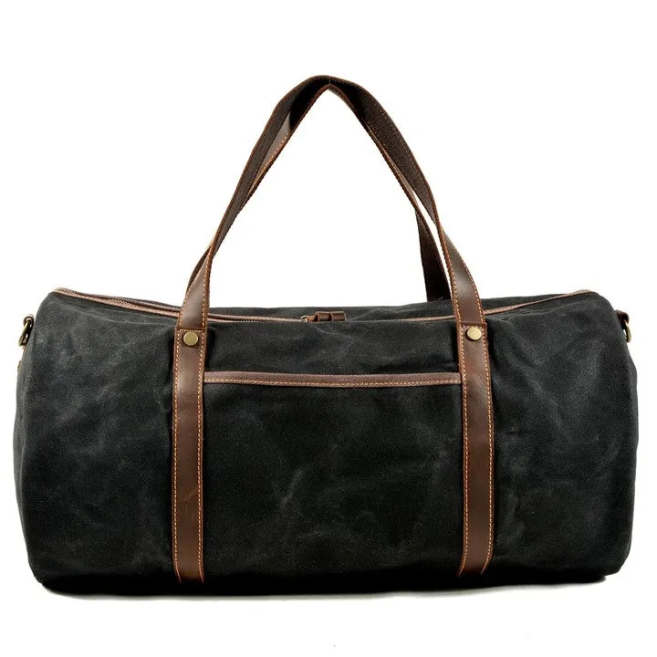 Retro Canvas Trimmed with Cowhide Duffle Weekender Bag | 54 cm Large Capacity Gym Bag