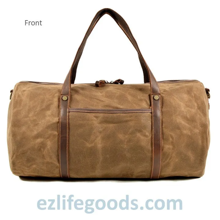 Retro Canvas Trimmed with Cowhide Duffle Weekender Bag | 54 cm Large Capacity Gym Bag