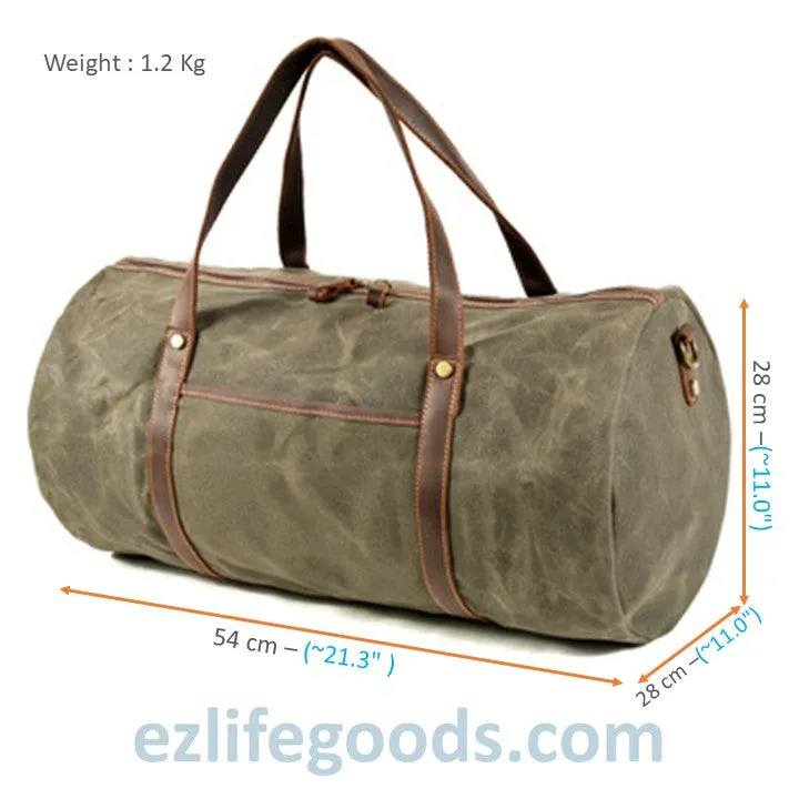 Retro Canvas Trimmed with Cowhide Duffle Weekender Bag | 54 cm Large Capacity Gym Bag