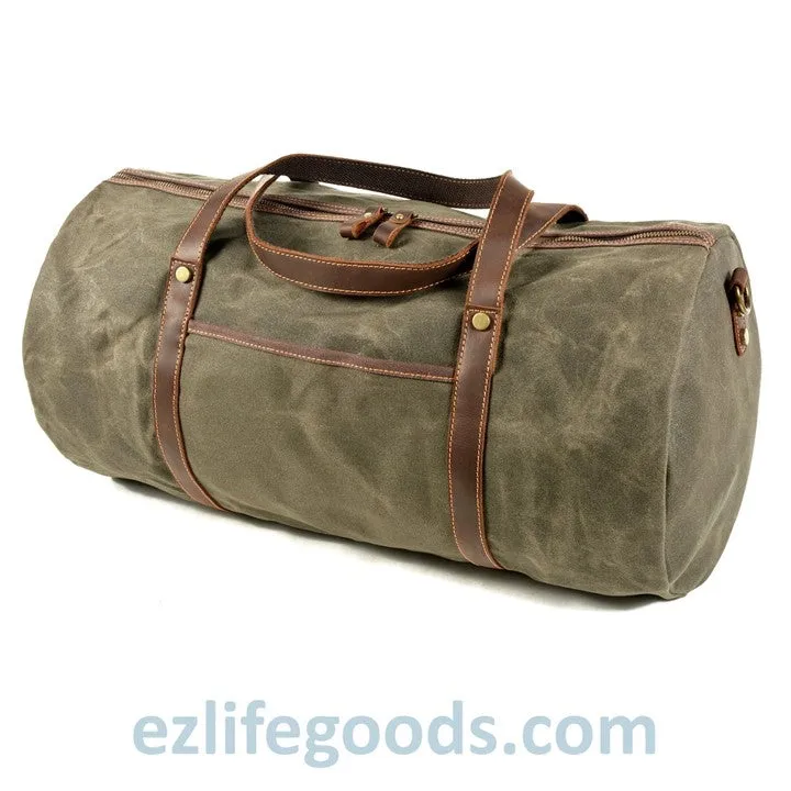 Retro Canvas Trimmed with Cowhide Duffle Weekender Bag | 54 cm Large Capacity Gym Bag