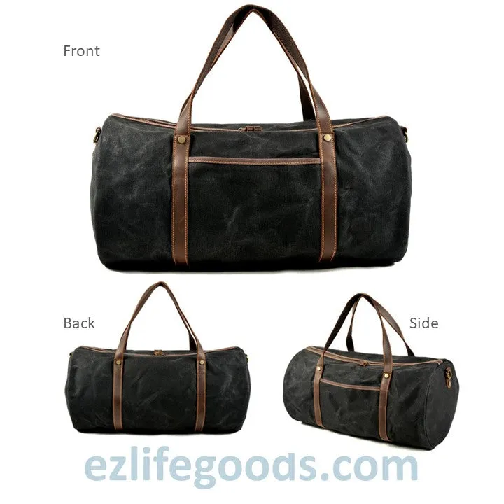 Retro Canvas Trimmed with Cowhide Duffle Weekender Bag | 54 cm Large Capacity Gym Bag