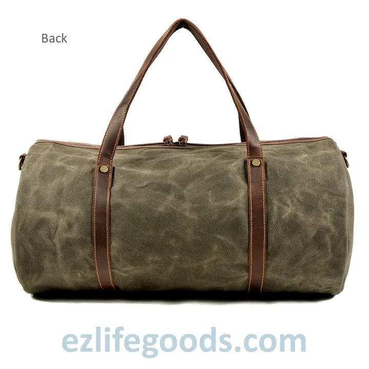 Retro Canvas Trimmed with Cowhide Duffle Weekender Bag | 54 cm Large Capacity Gym Bag