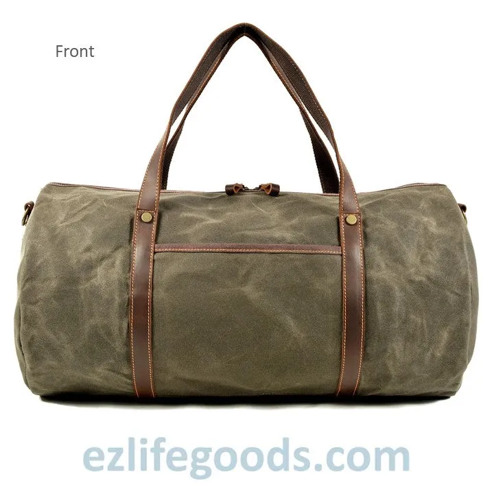 Retro Canvas Trimmed with Cowhide Duffle Weekender Bag | 54 cm Large Capacity Gym Bag