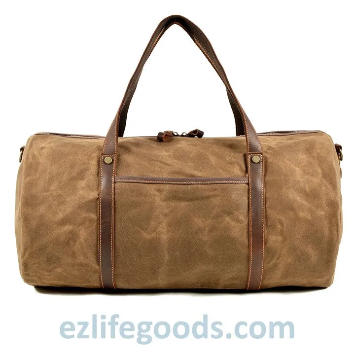 Retro Canvas Trimmed with Cowhide Duffle Weekender Bag | 54 cm Large Capacity Gym Bag