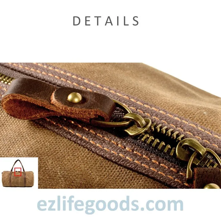 Retro Canvas Trimmed with Cowhide Duffle Weekender Bag | 54 cm Large Capacity Gym Bag