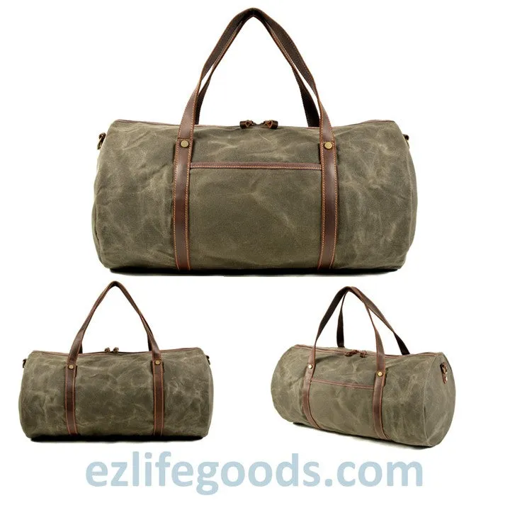 Retro Canvas Trimmed with Cowhide Duffle Weekender Bag | 54 cm Large Capacity Gym Bag