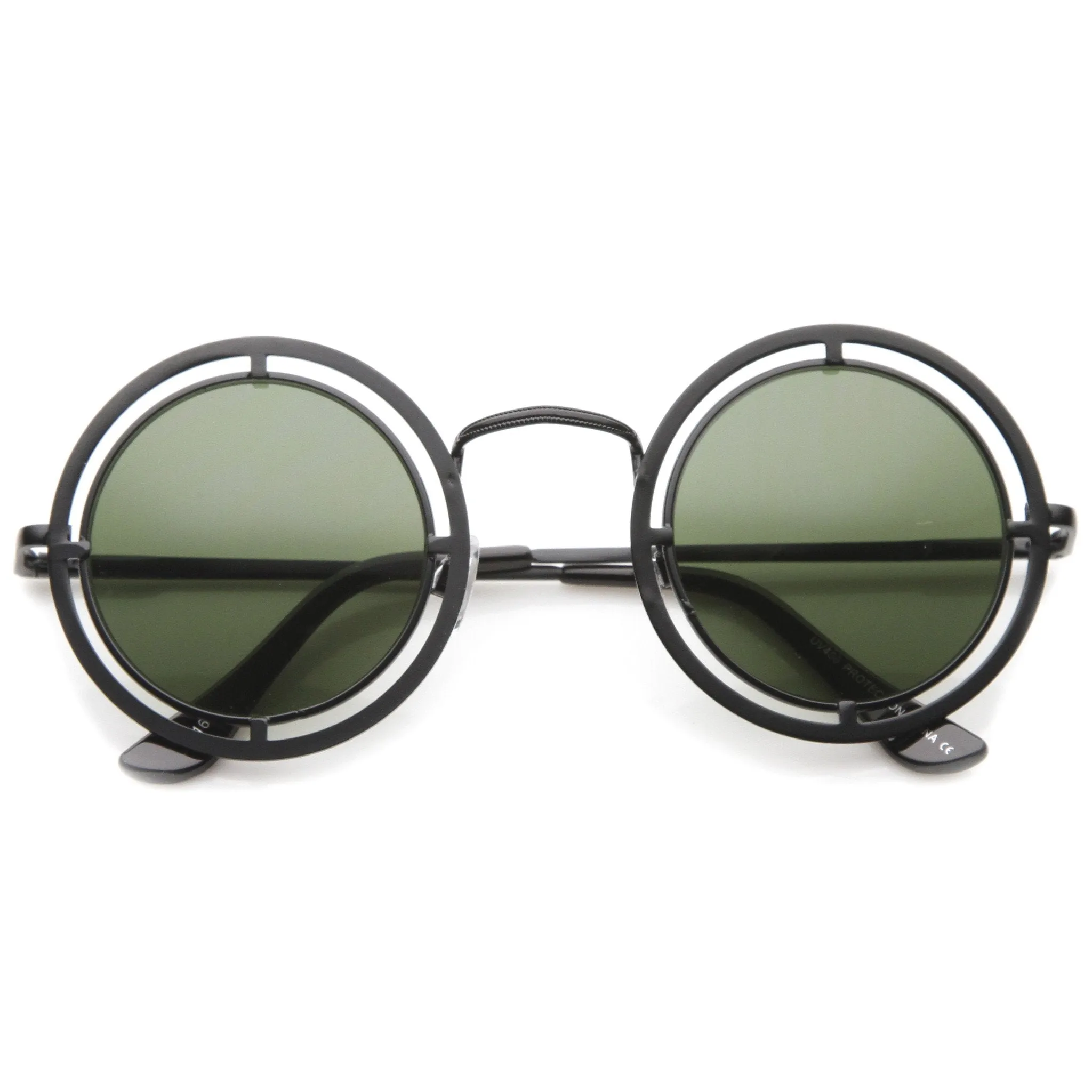 Retro Modern Steampunk Dual Frame Round Sunglasses A154