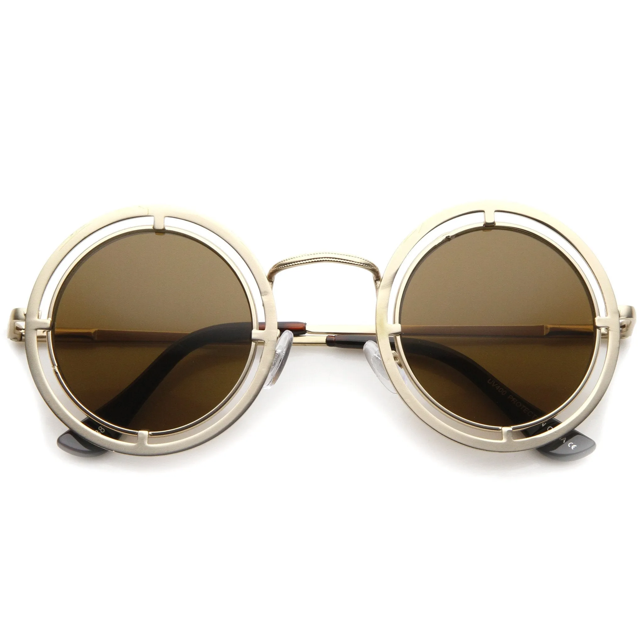 Retro Modern Steampunk Dual Frame Round Sunglasses A154