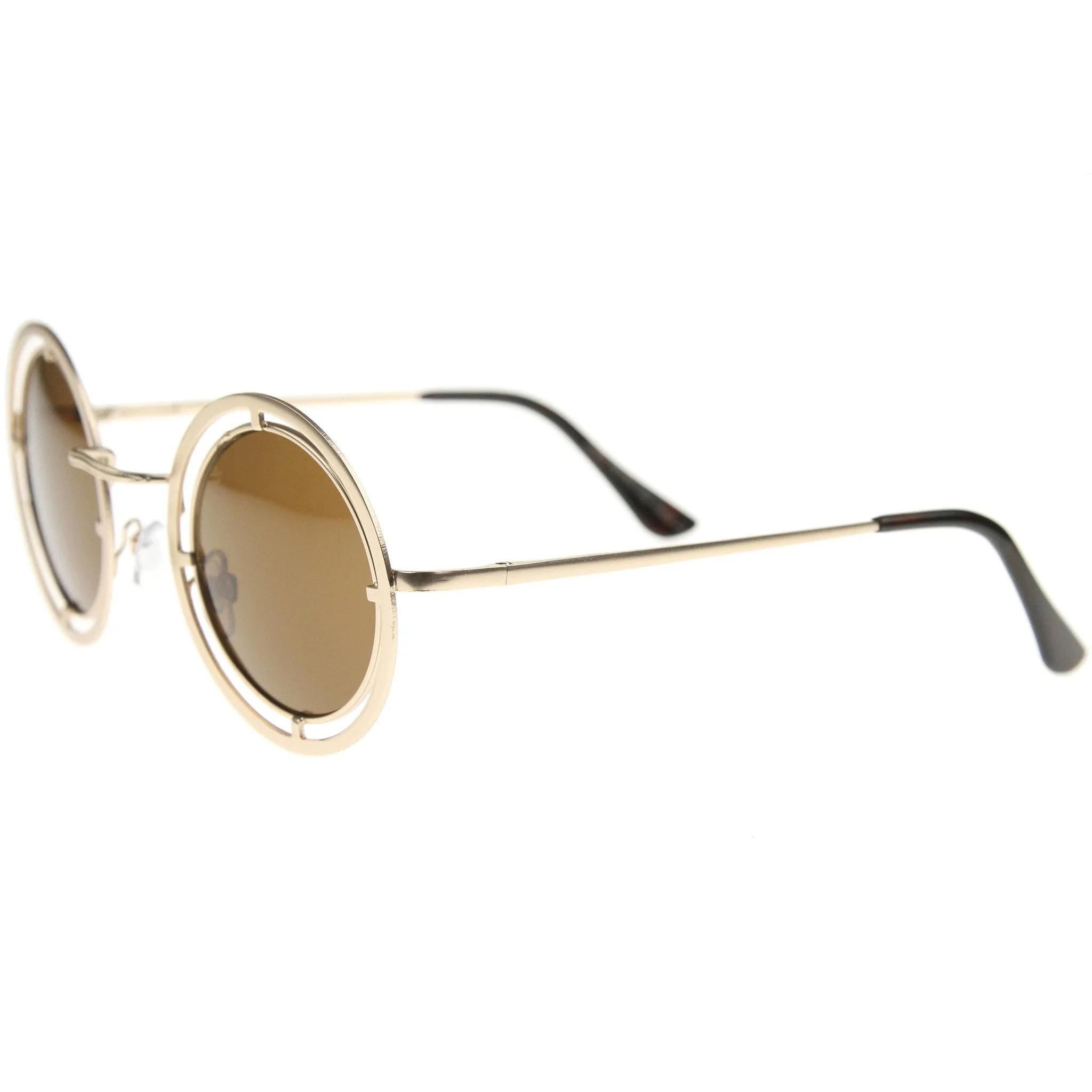 Retro Modern Steampunk Dual Frame Round Sunglasses A154