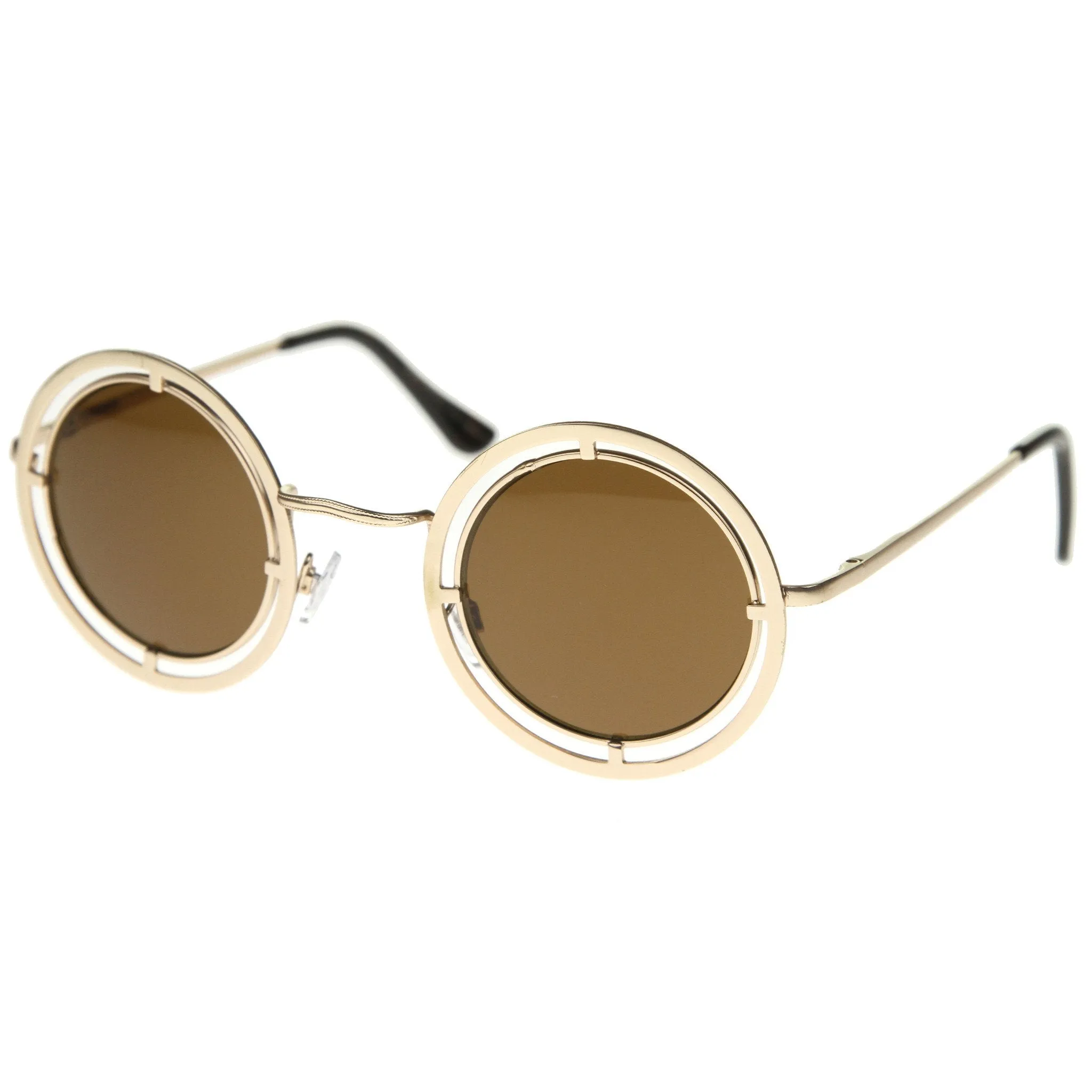 Retro Modern Steampunk Dual Frame Round Sunglasses A154