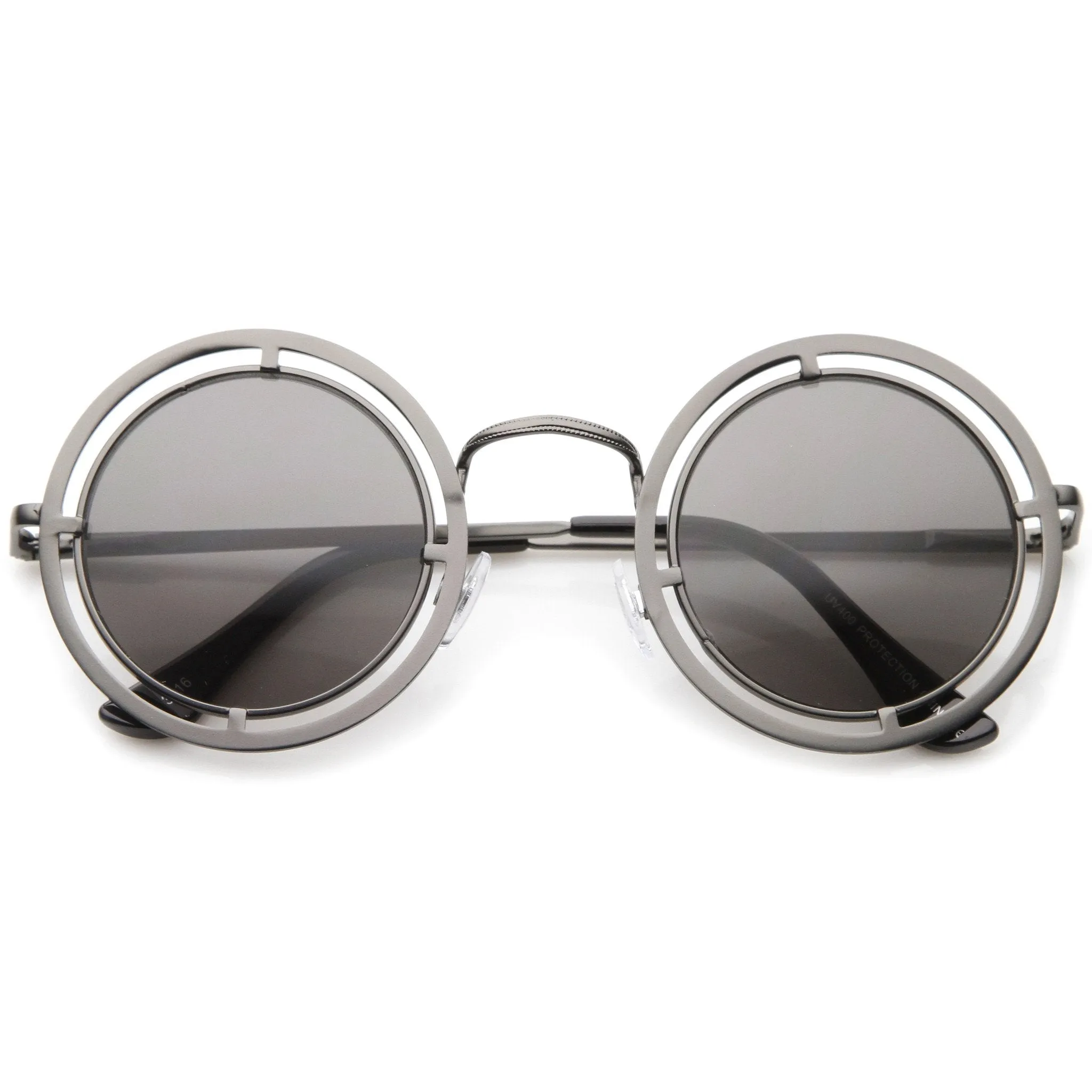 Retro Modern Steampunk Dual Frame Round Sunglasses A154