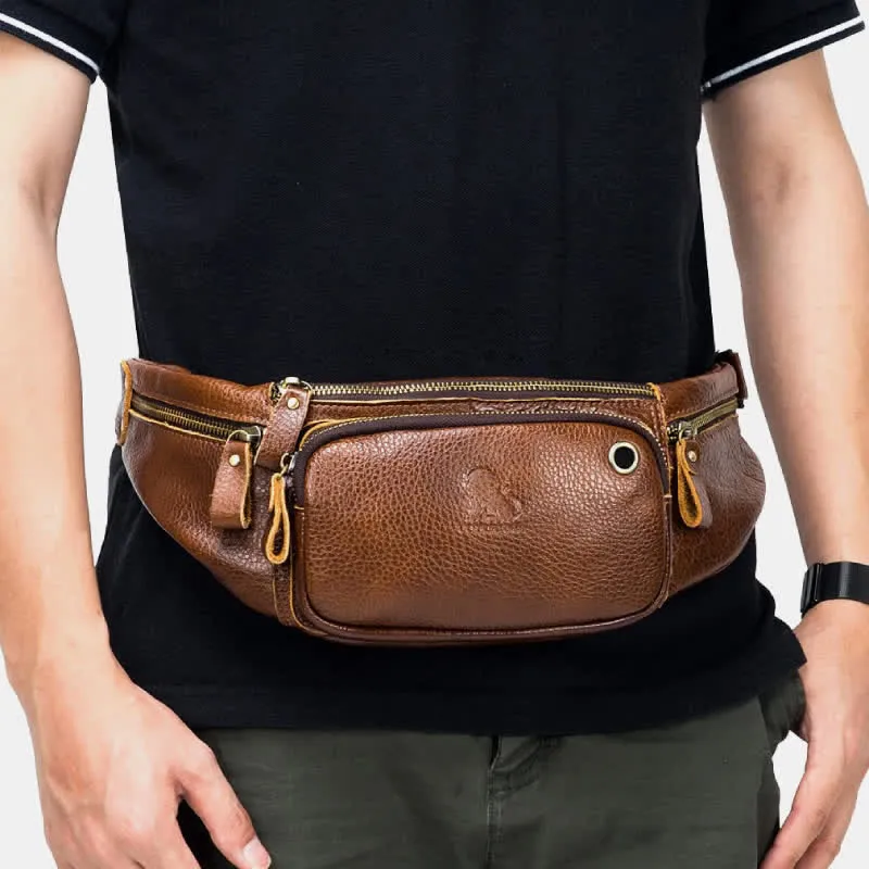 Retro Multi-Pocket Multifunctional Sling Bag Waist Bag