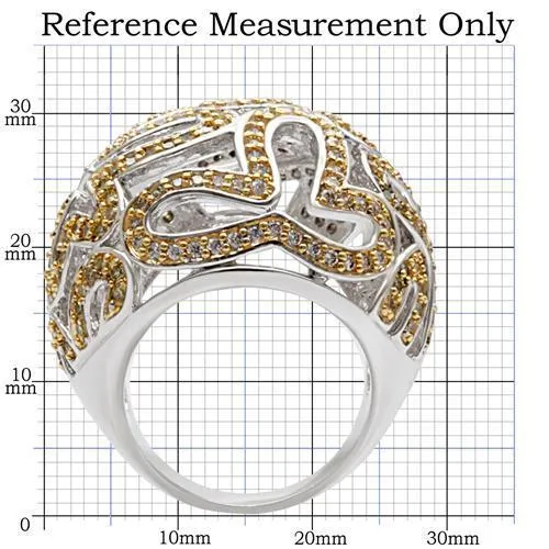 Reverse Two-Tone Brass Ring with AAA Grade CZ in Topaz for Women Style 1W095