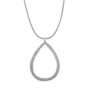Rhodium 925 Sterling Silver Chain Pendant with AAA Grade CZ in Clear for Women Style LOAS1320