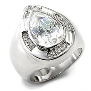 Rhodium 925 Sterling Silver Ring with AAA Grade CZ in Clear for Women Style 7X236