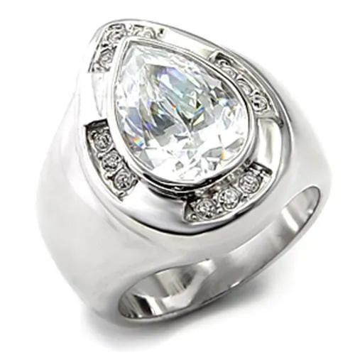 Rhodium 925 Sterling Silver Ring with AAA Grade CZ in Clear for Women Style 7X236