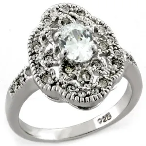 Rhodium 925 Sterling Silver Ring with AAA Grade CZ in Clear for Women Style S03818