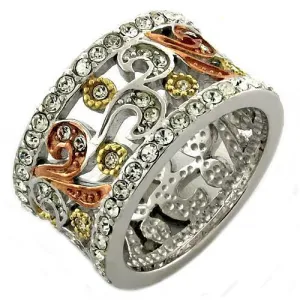 Rhodium 925 Sterling Silver Ring with Top Grade Crystal in Multi Color for Women Style LOAS1032