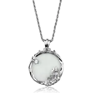 Rhodium Brass Magnifier pendant with Top Grade Crystal in Clear for Women Style 3W907