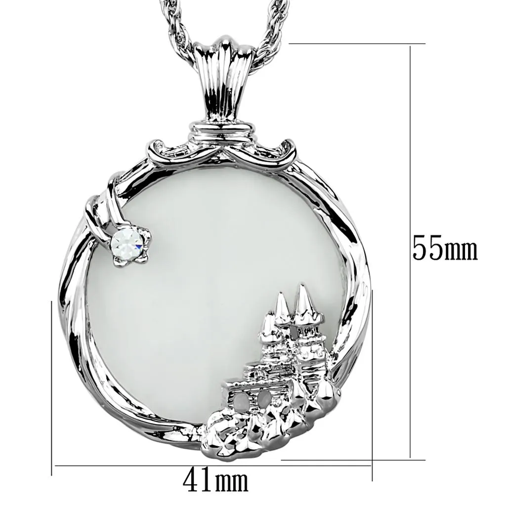 Rhodium Brass Magnifier pendant with Top Grade Crystal in Clear for Women Style 3W907