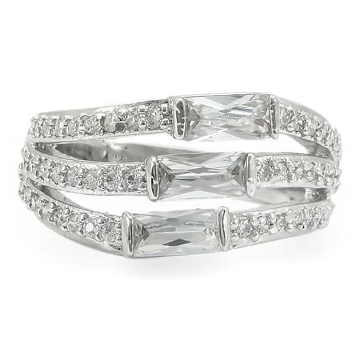 Rhodium Brass Ring with AAA Grade CZ in Clear for Women Style 0W331