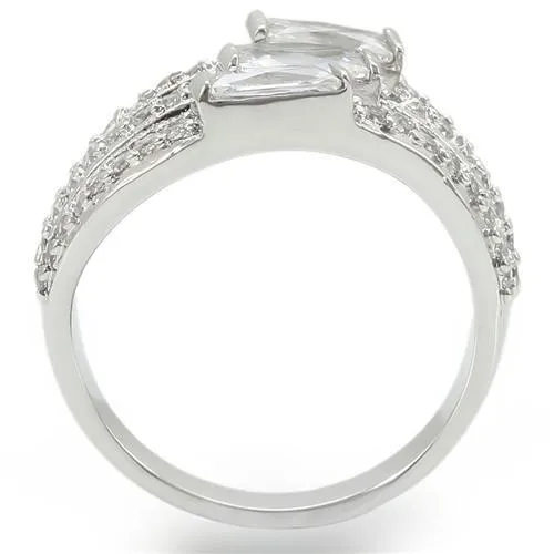 Rhodium Brass Ring with AAA Grade CZ in Clear for Women Style 0W331