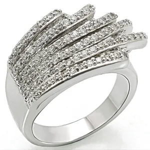 Rhodium Brass Ring with AAA Grade CZ in Clear for Women Style 1W018