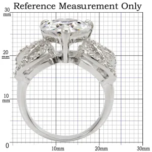 Rhodium Brass Ring with AAA Grade CZ in Clear for Women Style 1W027