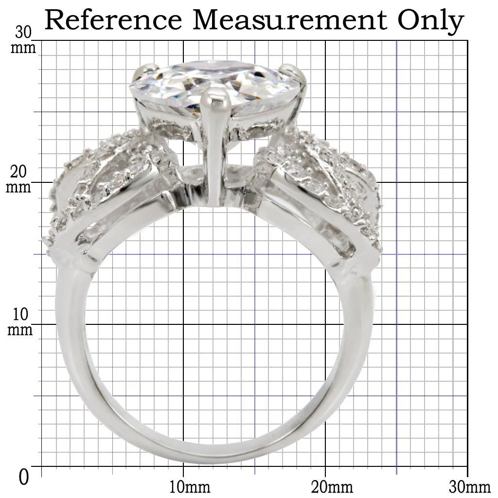 Rhodium Brass Ring with AAA Grade CZ in Clear for Women Style 1W027