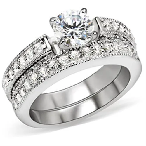 Rhodium Brass Ring with AAA Grade CZ in Clear for Women Style 5X016