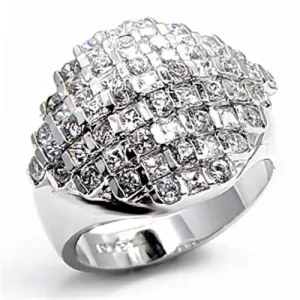 Rhodium Brass Ring with AAA Grade CZ in Clear for Women Style 7X004