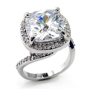 Rhodium Brass Ring with AAA Grade CZ in Clear for Women Style 7X342
