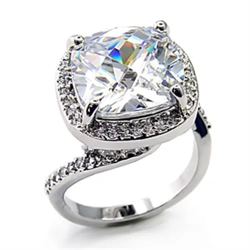 Rhodium Brass Ring with AAA Grade CZ in Clear for Women Style 7X342