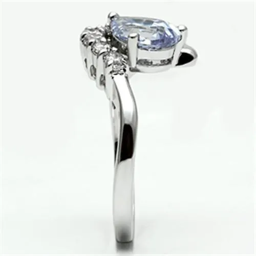 Rhodium Brass Ring with AAA Grade CZ in Light Amethyst for Women Style 3W030