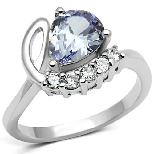 Rhodium Brass Ring with AAA Grade CZ in Light Amethyst for Women Style 3W030