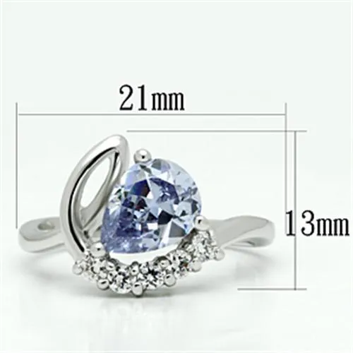 Rhodium Brass Ring with AAA Grade CZ in Light Amethyst for Women Style 3W030