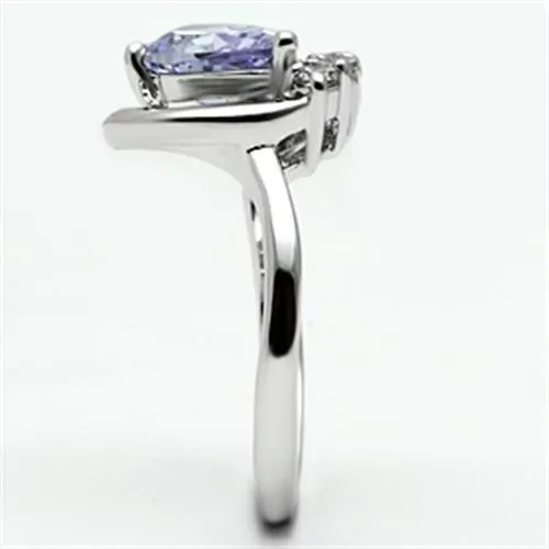 Rhodium Brass Ring with AAA Grade CZ in Light Amethyst for Women Style 3W030