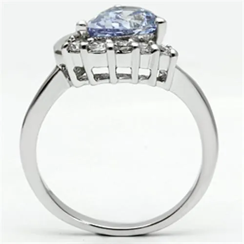 Rhodium Brass Ring with AAA Grade CZ in Light Amethyst for Women Style 3W030