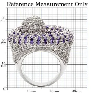Rhodium Brass Ring with AAA Grade CZ in Tanzanite for Women Style 0W018