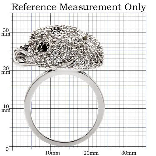 Rhodium   Ruthenium Brass Ring with AAA Grade CZ in Black Diamond for Women Style 1W083